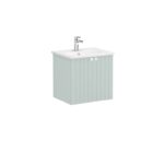 VitrA Root Groove Lavabo Dolabı, 60 cm, İki Kapaklı, Yuvarlak Lavabo, Mat Retro Yeşil - Görsel 2