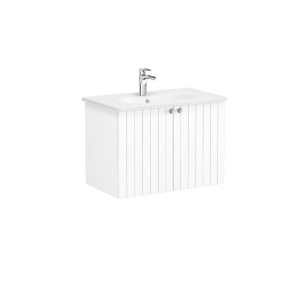 VitrA Root Groove Lavabo Dolabı, 80 cm, İki Kapaklı, Yuvarlak Lavabo, Mat Beyaz