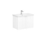 VitrA Root Groove Lavabo Dolabı, 80 cm, İki Kapaklı, Yuvarlak Lavabo, Mat Beyaz - Görsel 2
