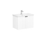 VitrA Root Groove Lavabo Dolabı, 80 cm, İki Kapaklı, Yuvarlak Lavabo, Mat Beyaz - Görsel 3