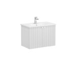 VitrA Root Groove Lavabo Dolabı, 80 cm, İki Kapaklı, Yuvarlak Lavabo, Mat Açık Gri - Görsel 2