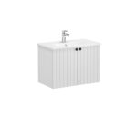 VitrA Root Groove Lavabo Dolabı, 80 cm, İki Kapaklı, Yuvarlak Lavabo, Mat Açık Gri