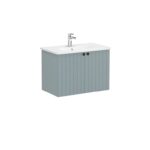 VitrA Root Groove Lavabo Dolabı, 80 cm, İki Kapaklı, Yuvarlak Lavabo, Mat Fiyord Yeşili - Görsel 2