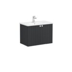 VitrA Root Groove Lavabo Dolabı, 80 cm, İki Kapaklı, Yuvarlak Lavabo, Mat Grafit