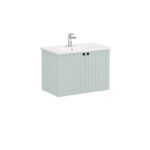 VitrA Root Groove Lavabo Dolabı, 80 cm, İki Kapaklı, Yuvarlak Lavabo, Mat Retro Yeşil
