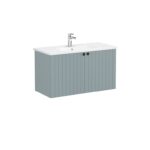 VitrA Root Groove Lavabo Dolabı, 100 cm, İki Kapaklı, Yuvarlak Lavabo, Mat Fiyord Yeşili