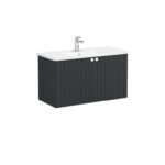 VitrA Root Groove Lavabo Dolabı, 100 cm, İki Kapaklı, Yuvarlak Lavabo, Mat Grafit - Görsel 2