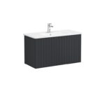 VitrA Root Groove Lavabo Dolabı, 100 cm, İki Kapaklı, Yuvarlak Lavabo, Mat Grafit - Görsel 3