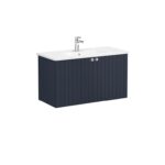 VitrA Root Groove Lavabo Dolabı, 100 cm, İki Kapaklı, Yuvarlak Lavabo, Mat Lacivert - Görsel 3