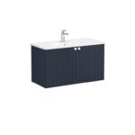 VitrA Root Groove Lavabo Dolabı, 100 cm, İki Kapaklı, Yuvarlak Lavabo, Mat Lacivert