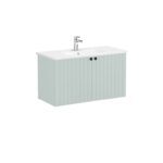 VitrA Root Groove Lavabo Dolabı, 100 cm, İki Kapaklı, Yuvarlak Lavabo, Mat Retro Yeşil