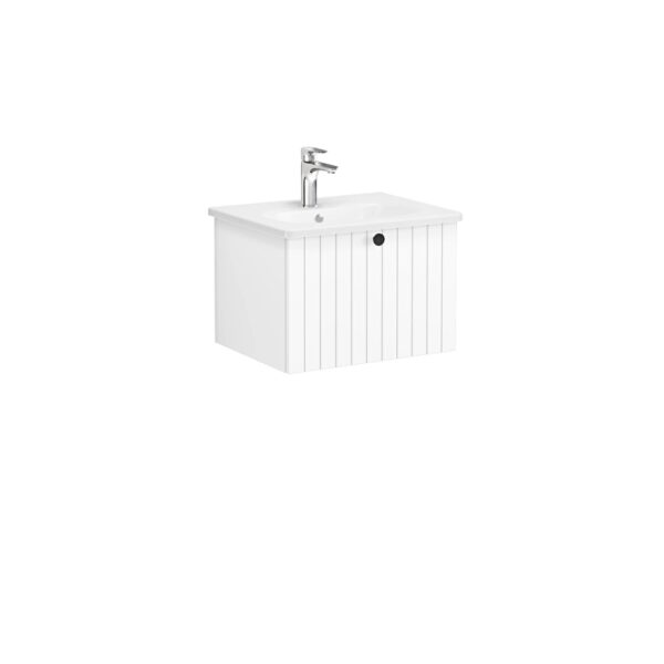 VitrA Root Groove Lavabo Dolabı, 60 cm, Bir Çekmeceli, Yuvarlak Lavabo, Mat Beyaz