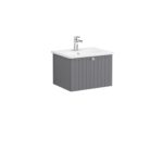 VitrA Root Groove Lavabo Dolabı, 60 cm, Bir Çekmeceli, Yuvarlak Lavabo, Mat Gri - Görsel 2