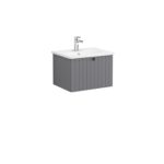 VitrA Root Groove Lavabo Dolabı, 60 cm, Bir Çekmeceli, Yuvarlak Lavabo, Mat Gri
