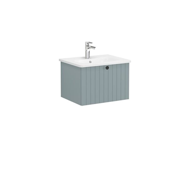 VitrA Root Groove Lavabo Dolabı, 60 cm, Bir Çekmeceli, Yuvarlak Lavabo, Mat Fiyord Yeşili