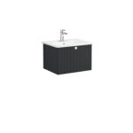 VitrA Root Groove Lavabo Dolabı, 60 cm, Bir Çekmeceli, Yuvarlak Lavabo, Mat Grafit