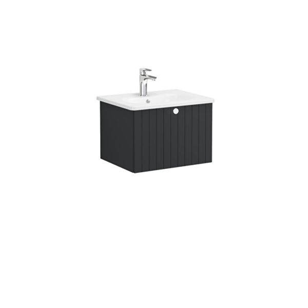 VitrA Root Groove Lavabo Dolabı, 60 cm, Bir Çekmeceli, Yuvarlak Lavabo, Mat Grafit