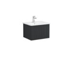 VitrA Root Groove Lavabo Dolabı, 60 cm, Bir Çekmeceli, Yuvarlak Lavabo, Mat Grafit - Görsel 2