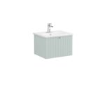 VitrA Root Groove Lavabo Dolabı, 60 cm, Bir Çekmeceli, Yuvarlak Lavabo, Mat Retro Yeşil - Görsel 2