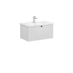 VitrA Root Groove Lavabo Dolabı, 80 cm, Bir Çekmeceli, Yuvarlak Lavabo, Mat Açık Gri - Görsel 2