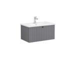 VitrA Root Groove Lavabo Dolabı, 80 cm, Bir Çekmeceli, Yuvarlak Lavabo, Mat Gri