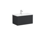 VitrA Root Groove Lavabo Dolabı, 80 cm, Bir Çekmeceli, Yuvarlak Lavabo, Mat Grafit - Görsel 2