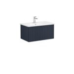 VitrA Root Groove Lavabo Dolabı, 80 cm, Bir Çekmeceli, Yuvarlak Lavabo, Mat Lacivert - Görsel 2