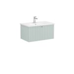 VitrA Root Groove Lavabo Dolabı, 80 cm, Bir Çekmeceli, Yuvarlak Lavabo, Mat Retro Yeşil - Görsel 3