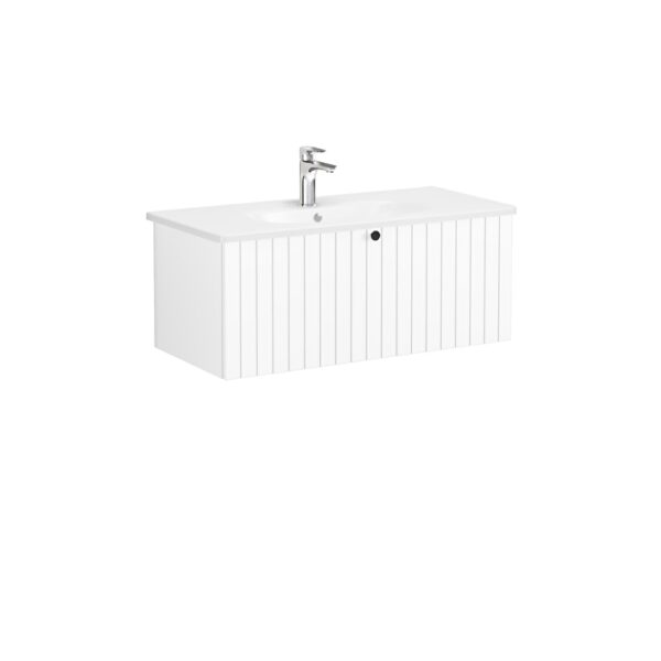 VitrA Root Groove Lavabo Dolabı, 100 cm, Bir Çekmeceli, Yuvarlak Lavabo, Mat Beyaz