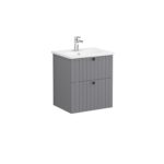 VitrA Root Groove Lavabo Dolabı, 60 cm, İki Çekmeceli, Yuvarlak Lavabo, Mat Gri