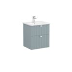 VitrA Root Groove Lavabo Dolabı, 60 cm, İki Çekmeceli, Yuvarlak Lavabo, Mat Fiyord Yeşili