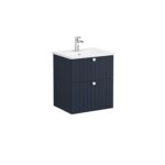 VitrA Root Groove Lavabo Dolabı, 60 cm, İki Çekmeceli, Yuvarlak Lavabo, Mat Lacivert