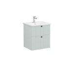 VitrA Root Groove Lavabo Dolabı, 60 cm, İki Çekmeceli, Yuvarlak Lavabo, Mat Retro Yeşil