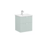 VitrA Root Groove Lavabo Dolabı, 60 cm, İki Çekmeceli, Yuvarlak Lavabo, Mat Retro Yeşil - Görsel 4