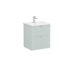 VitrA Root Groove Lavabo Dolabı, 60 cm, İki Çekmeceli, Yuvarlak Lavabo, Mat Retro Yeşil - Görsel 3