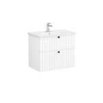 VitrA Root Groove Lavabo Dolabı, 80 cm, İki Çekmeceli, Yuvarlak Lavabo, Mat Beyaz