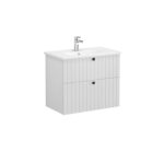 VitrA Root Groove Lavabo Dolabı, 80 cm, İki Çekmeceli, Yuvarlak Lavabo, Mat Açık Gri