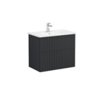 VitrA Root Groove Lavabo Dolabı, 80 cm, İki Çekmeceli, Yuvarlak Lavabo, Mat Grafit