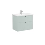 VitrA Root Groove Lavabo Dolabı, 80 cm, İki Çekmeceli, Yuvarlak Lavabo, Mat Retro Yeşil