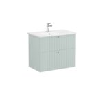VitrA Root Groove Lavabo Dolabı, 80 cm, İki Çekmeceli, Yuvarlak Lavabo, Mat Retro Yeşil - Görsel 3