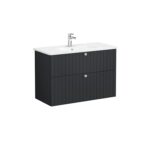VitrA Root Groove Lavabo Dolabı, 100 cm, İki Çekmeceli, Yuvarlak Lavabo, Mat Grafit