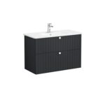 VitrA Root Groove Lavabo Dolabı, 100 cm, İki Çekmeceli, Yuvarlak Lavabo, Mat Grafit - Görsel 6