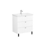 VitrA Root Groove Lavabo Dolabı, 80 cm, İki Kapaklı, Yuvarlak Lavabo, Mat Gri