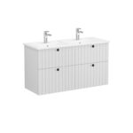 VitrA Root Groove Lavabo Dolabı, 120 cm, Dört Çekmeceli, Köşeli Lavabo, Mat Açık Gri - Görsel 3