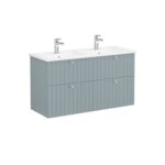 VitrA Root Groove Lavabo Dolabı, 120 cm, Dört Çekmeceli, Köşeli Lavabo, Mat Fiyord Yeşili - Görsel 2