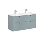 VitrA Root Groove Lavabo Dolabı, 120 cm, Dört Çekmeceli, Köşeli Lavabo, Mat Fiyord Yeşili - Görsel 3