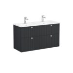 VitrA Root Groove Lavabo Dolabı, 120 cm, Dört Çekmeceli, Köşeli Lavabo, Mat Grafit - Görsel 2
