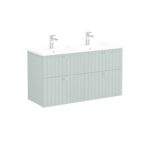 VitrA Root Groove Lavabo Dolabı, 120 cm, Dört Çekmeceli, Köşeli Lavabo, Mat Retro Yeşil