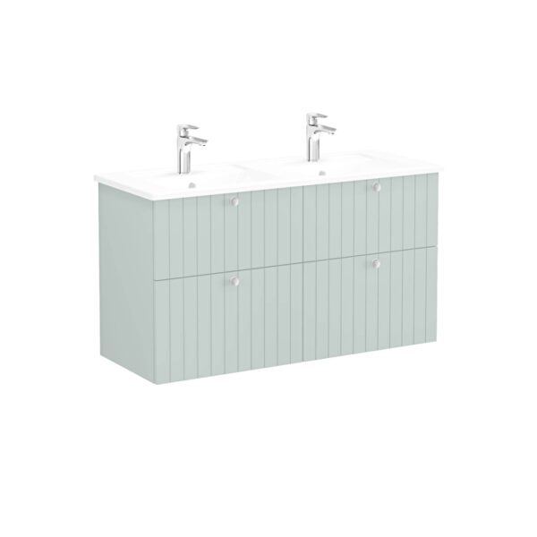 VitrA Root Groove Lavabo Dolabı, 120 cm, Dört Çekmeceli, Köşeli Lavabo, Mat Retro Yeşil