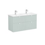 VitrA Root Groove Lavabo Dolabı, 120 cm, Dört Çekmeceli, Köşeli Lavabo, Mat Retro Yeşil - Görsel 3